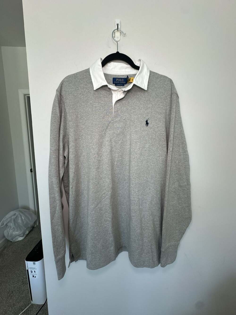 Polo Ralph Lauren Classic Fit Grey Long Sleeve Rugby Shirt Size Large